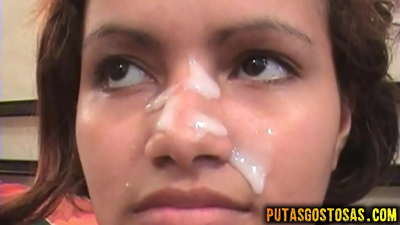 Tinka får sperma i ansiktet etter analsex